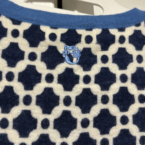 Spartina 449 sweater, size S, merino wool, lightweight, navy blue & cream color - Picture 5 of 7